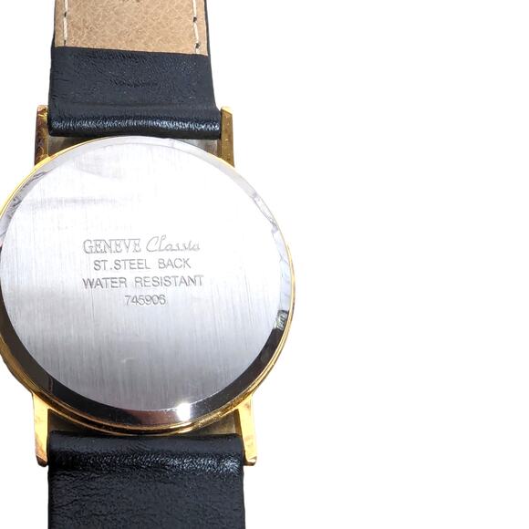 Geneve Classic Men's Quartz Wrist Watch 745906 Gold Face Stainless Steel Vtg - Picture 4 of 6